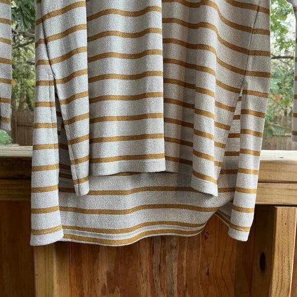 Anthropologie Vanessa Virginia Silver And Gold Striped Long Sleeve Top Size M - Picture 8 of 13
